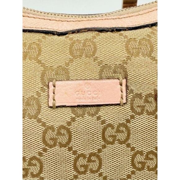Gucci Monogram Web Medium Half Moon pastel Accents Canvas W/Leather trim. - Picture 5 of 16